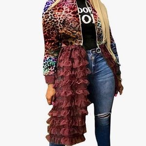 Zip Up Tulle Ruffle Jacket NWOT